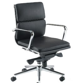ARIA Medium back armchair with chrome armrests and base
