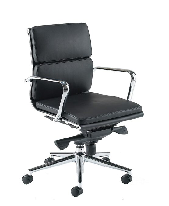 ARIA Medium back armchair with chrome armrests and base