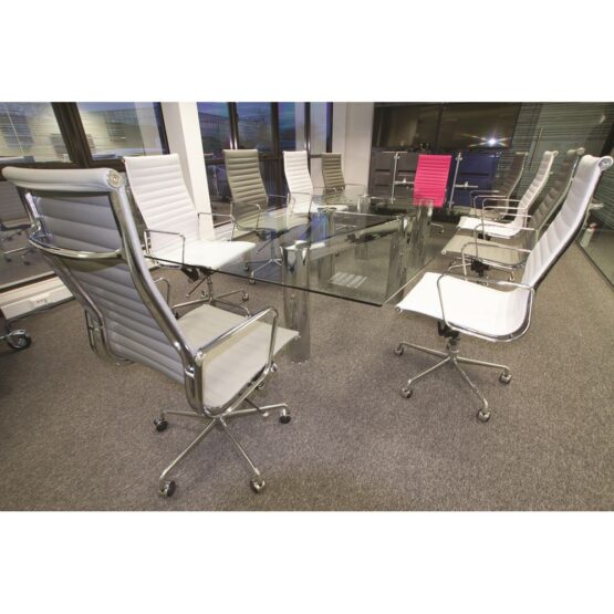 Construct Multi-Piece Chrome Glass Boardroom Table