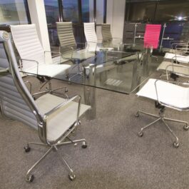 Construct Multi-Piece Chrome Glass Boardroom Table
