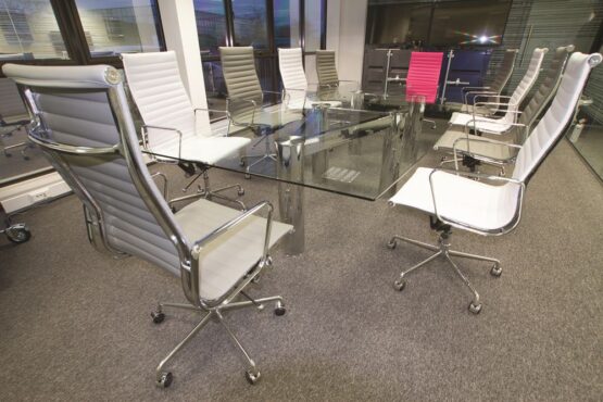 Construct Multi-Piece Chrome Glass Boardroom Table