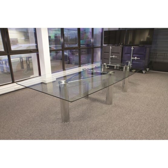 Construct Multi-Piece Chrome Glass Boardroom Table - Image 2