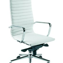 ARIA White Leather High Back Office Armchair