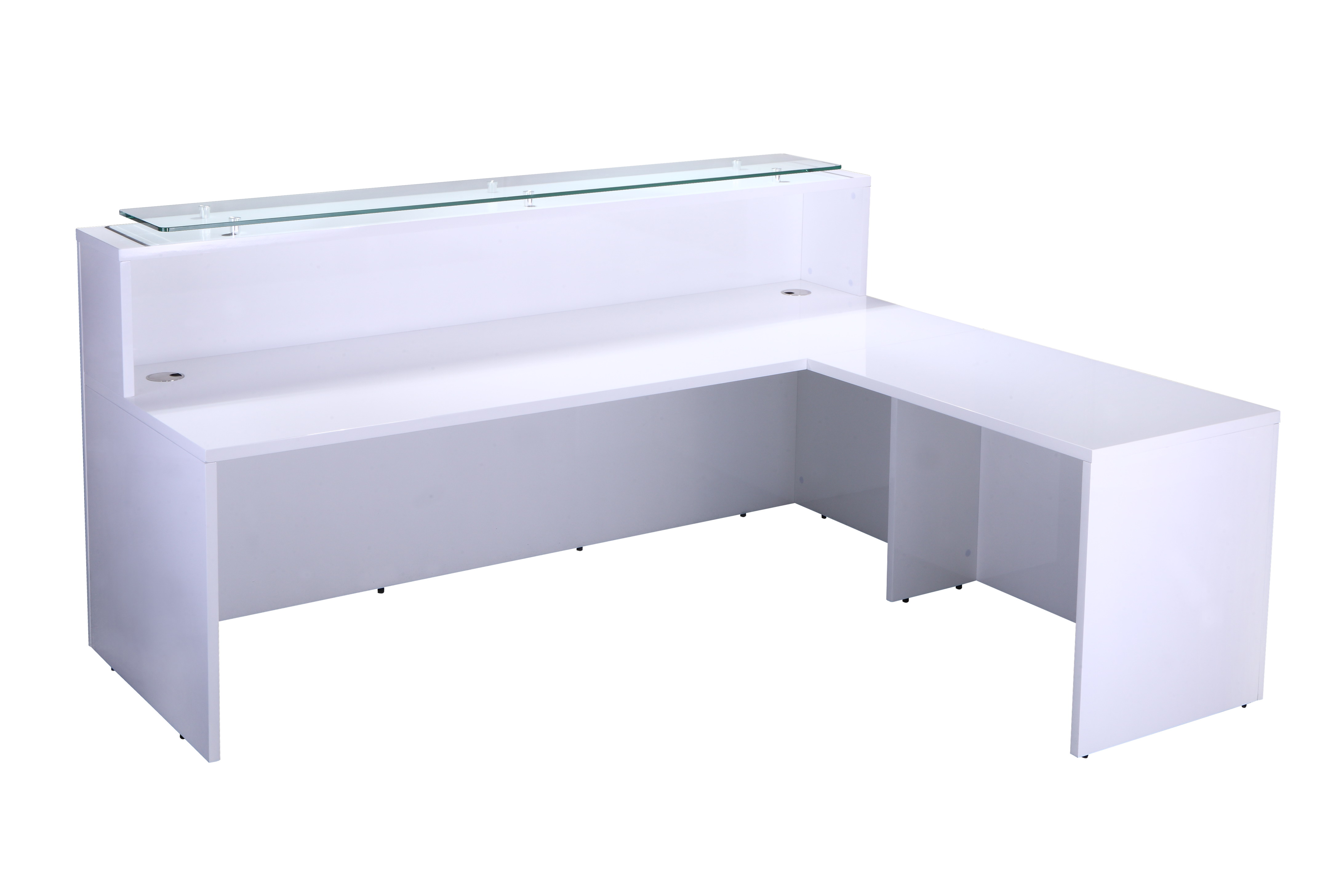 White Gloss Reception Counter Return Unit Margolis Furniture Lightbox