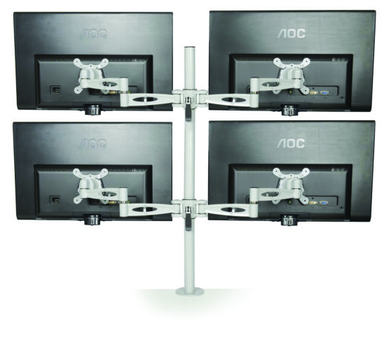 Kardo Pole Mounted Monitor Arms for quad screens