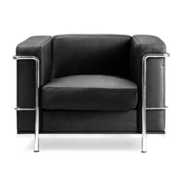 CONTEMPORARY CUBED LEATHER FACED RECEPTION CHAIR