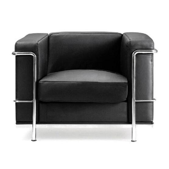 CONTEMPORARY CUBED LEATHER FACED RECEPTION CHAIR