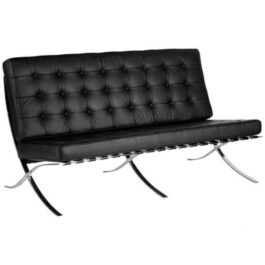CONTEMPORARY OVERSIZED LEATHER FACED RECEPTION SOFA - CLASSIC BUTTON DESIGN