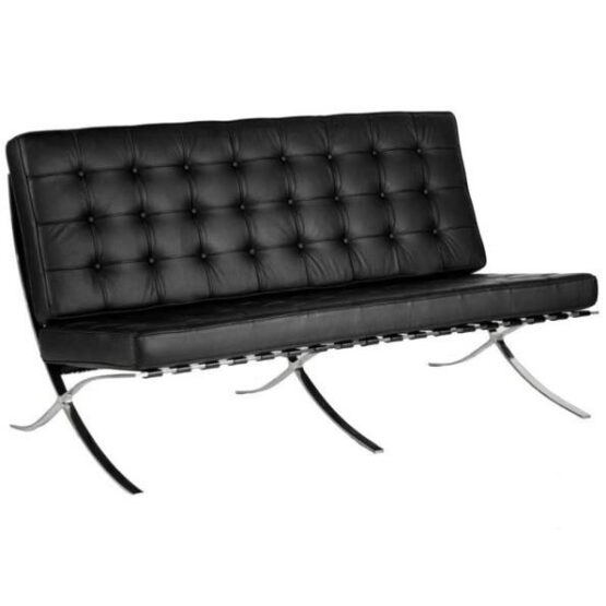 CONTEMPORARY OVERSIZED LEATHER FACED RECEPTION SOFA - CLASSIC BUTTON DESIGN