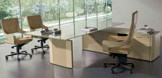 De Symetria Glass Executive Office Desk - Image 8