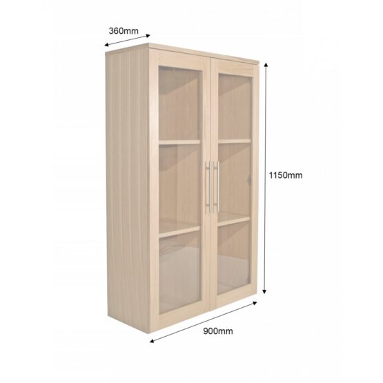 OAKWOOD BOOKCASE WIDE GLAZED - Image 2