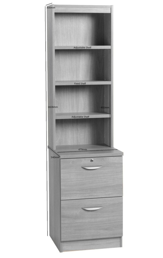 TWO DRAWER FILING CABINET WITH HUTCH - Image 2