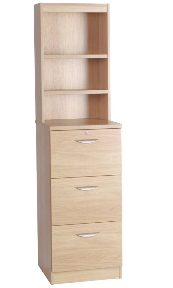 THREE DRAWER FILING CABINET WITH HUTCH