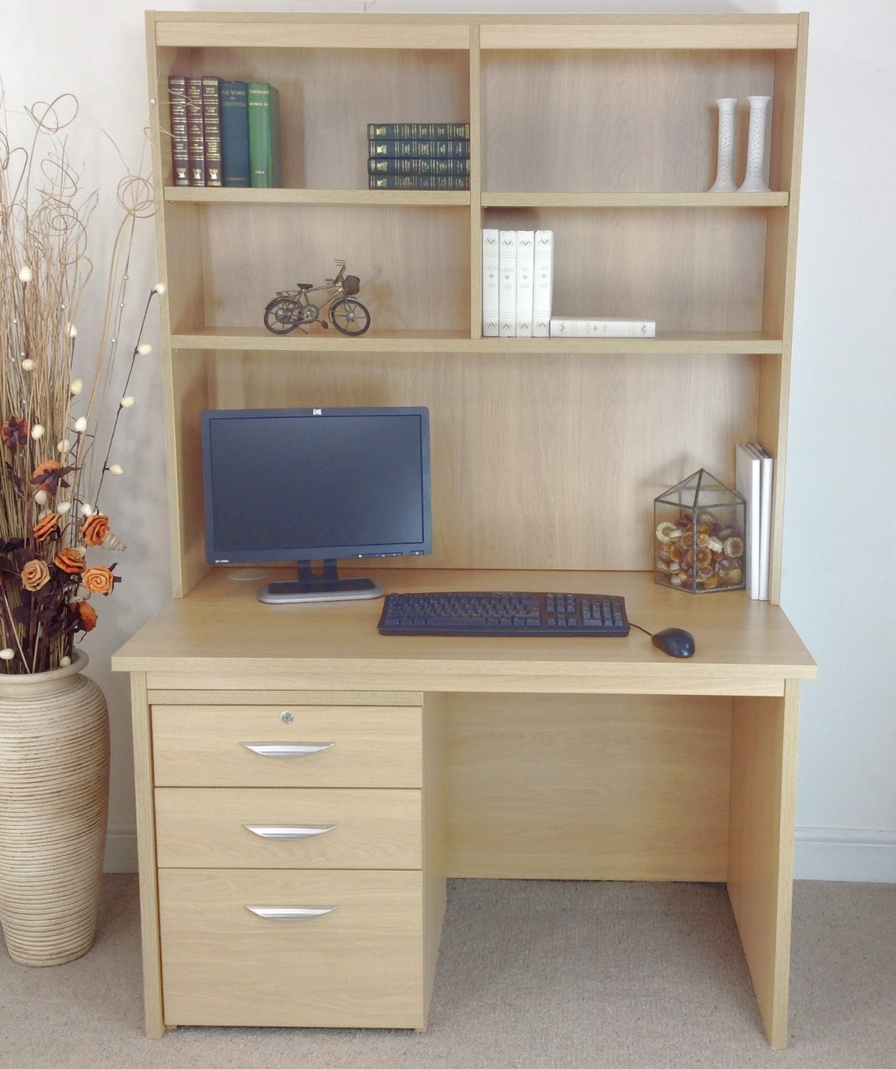 HOME OFFICE DESK WITH DRAWERS/ FILING AND HUTCH Margolis