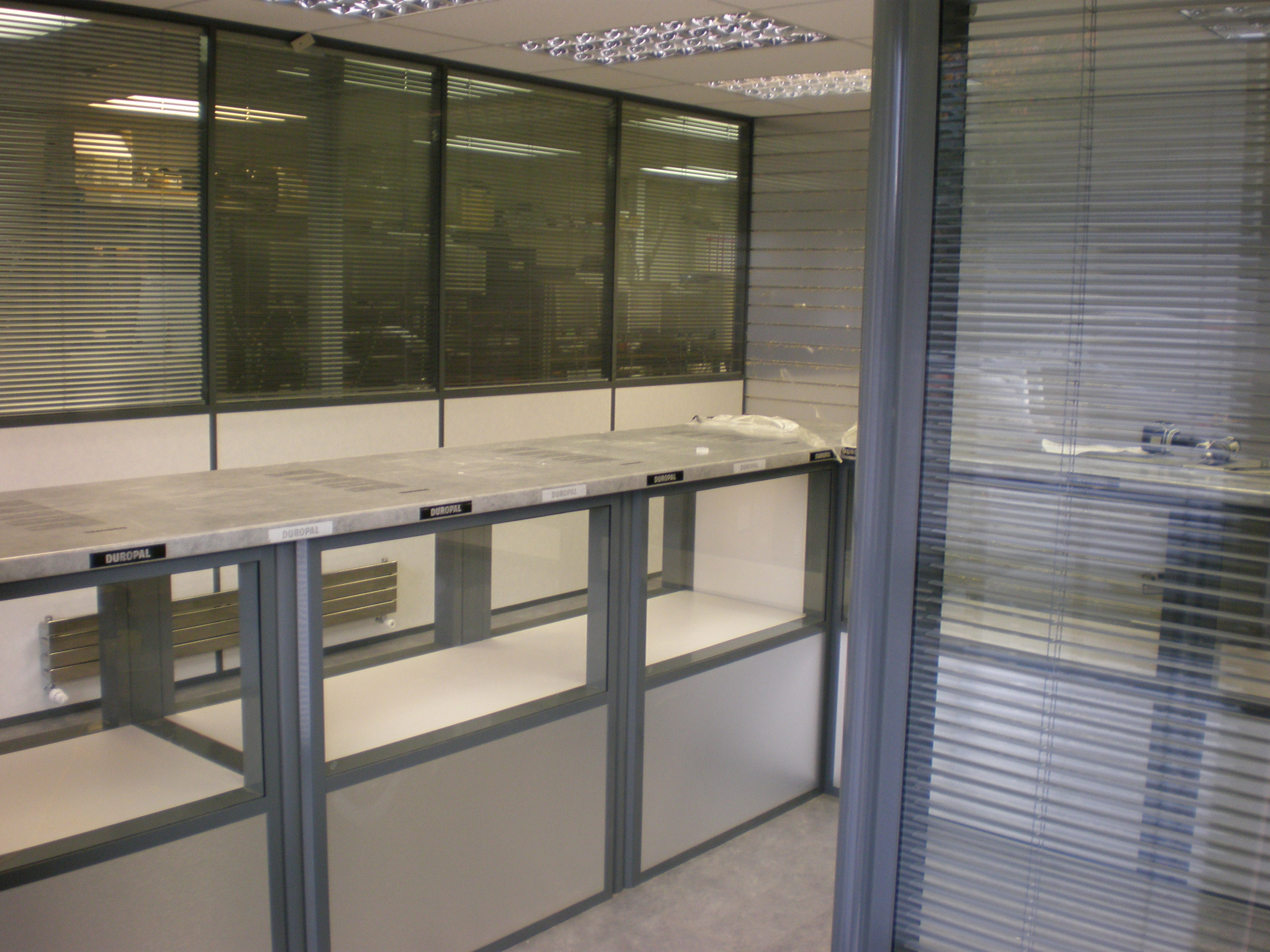 Single and Double Glazed Glass Office Partition With Counter Margolis