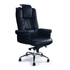 Hercules (Black) Leather Gull Wing Armchair