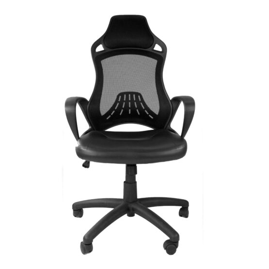 Ascot (Black) Mesh Chair With PU Seat - Image 2