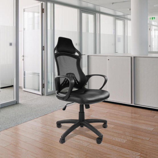 Ascot (Black) Mesh Chair With PU Seat - Image 6