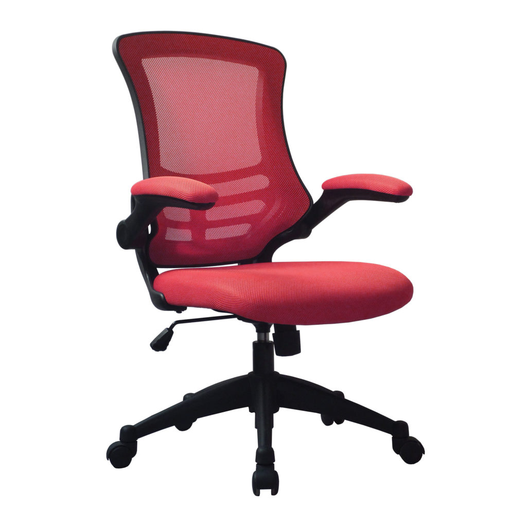 Luna Red Mesh Office Chair with Folding Arms