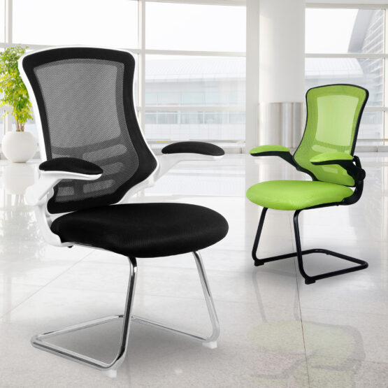Luna (Green) Black Frame Mesh Cantilever Chair - Image 2