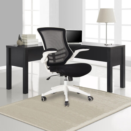 Luna (Black) White Base Mesh Swivel Chair - Image 2