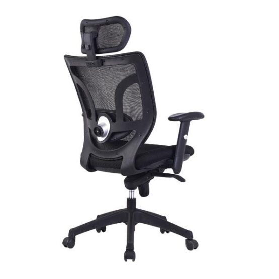 - NEWTON • Mesh High Back Executive Armchair with Integral Headrest - Black - Image 2