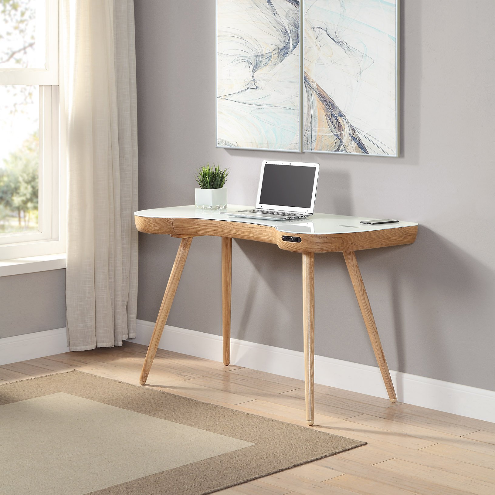  SAN FRANCISCO SMART SPEAKER/CHARGING DESK OAK Margolis Furniture